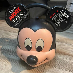 Vintage Mickey Mouse Head Lunch Box Disney Alladin Industries, Inc. Plastic 90’s